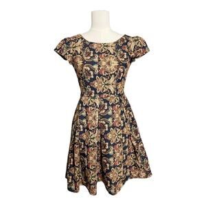Handmade Vintage Fit & Flare Dress Floral XS XXS Retro New Look